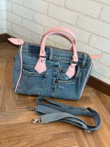 보스턴 백 데님 백 리메이크 핑크 청바지 가방