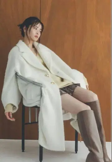 SNIDEL 샤기 롱 코트 IVR