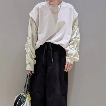 LEPSIM 렙심 소매 개더 이소재 풀오버