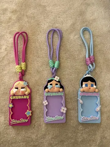 POPMART CRYBABY 카드 케이스 스트랩 3종 세트