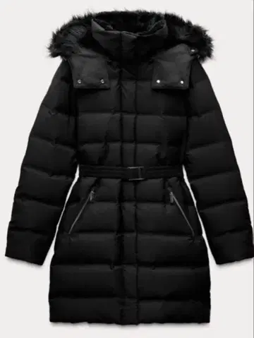 ZARA 후드 부착 다운 자켓 M 사이즈 다운 코트 택 포함 블랙