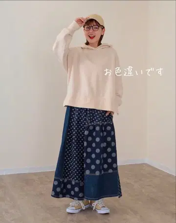 밀리로피울 도트 JQD.MIX 데님 스커트