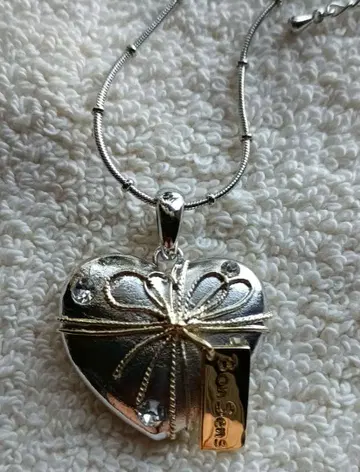 봉상스 하트 리본 목걸이 실버 골드