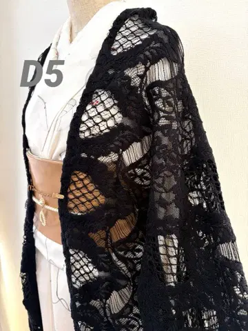 D-5 얇은 겉옷 토션 레이스 몽가 코트 롱 겉옷 모몽가 코트