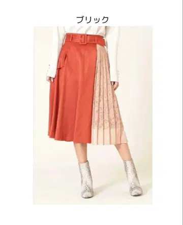 JILL by JILLSTUART 레이스 스웨이드 느낌 플리츠 스커트