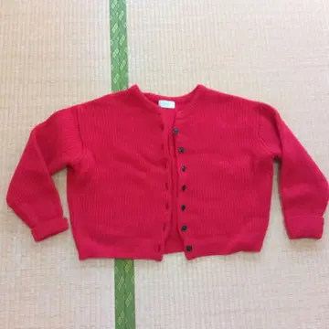 natural by Clip 리브 편직 가디건 빨간색 내추럴 바이 클립