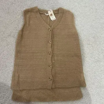 Jena 브라운 라메 믹스 니트 베스트 V넥