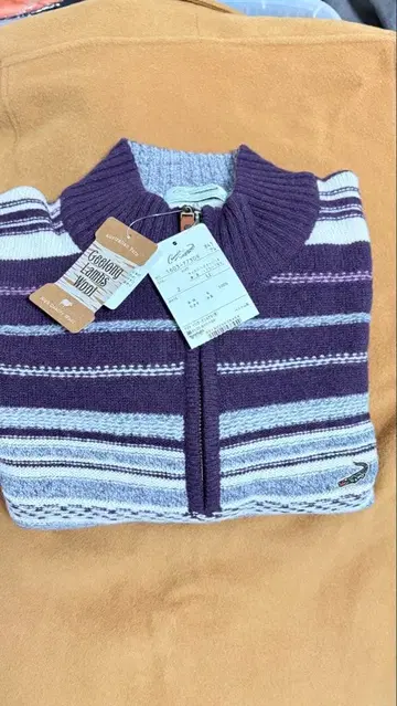 크로커다일 스트라이프 니트 스웨터 하프 지퍼