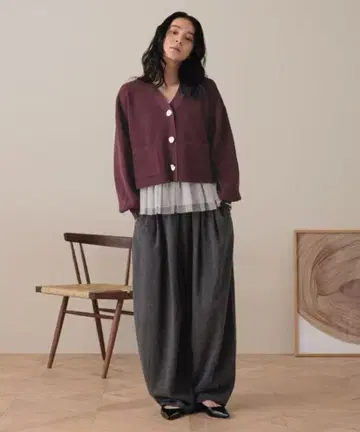 LOWRYSFARM 데코 버튼 숏 가디건