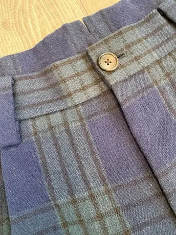 베타멘 네이비와 그린의 체크 슬랙스