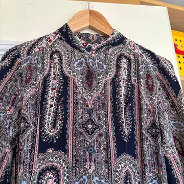 네이비 꽃무늬 긴팔 맥시 원피스