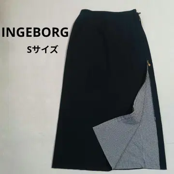[ 잉게보그 ] 코튼 롱 스커트 깅엄 체크 블랙 일본제