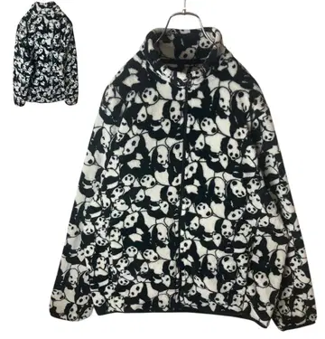 굿 디자인 구제 의류 팬더 올 패턴 플리스 블루종 루즈한 사이즈