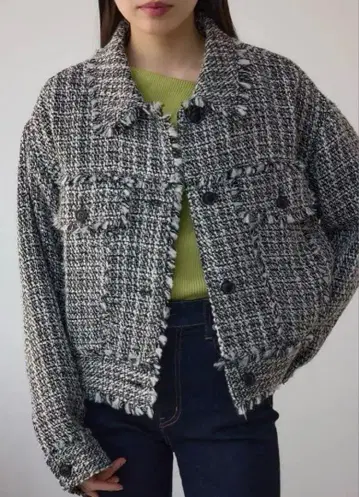 AZUL BY MOUSSY 트위드 프린지 자켓