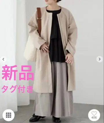 테치치 테라스 컷 멜톤 노카라 롱 코트