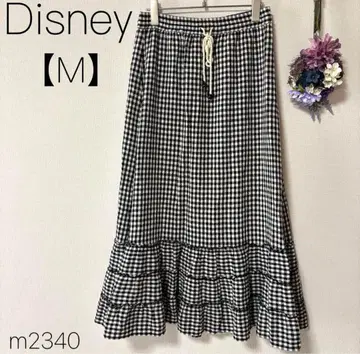 디즈니 깅엄 체크 캉캉 스커트 맥시 길이 미키 블랙 [ M ]