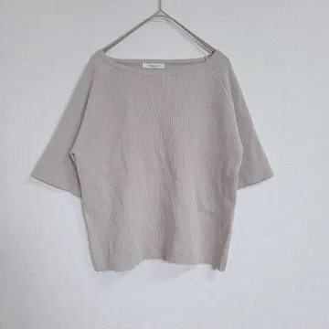 클래식 엘프 얇은 베이지 래글런 슬리브 스웨터 반팔 L