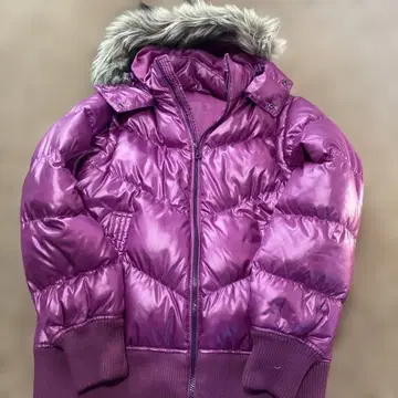 유니클로 퍼플 프리미엄 다운 자켓 퍼 y2k L 사이즈