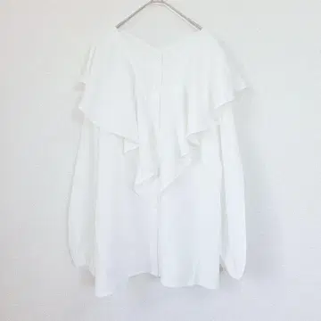 새상품 이츠데모 프릴 셔츠 화이트 F 택 포함 긴팔 심플