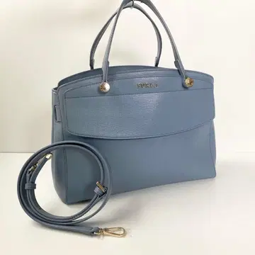 FURLA 가죽 2way 숄더 블루 탁한 블루 핸드백