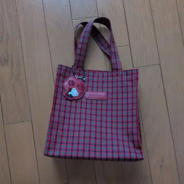 familiar 빨간색 체크 토트백
