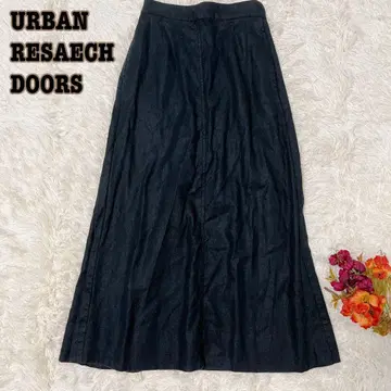 어반 리서치 도어스 롱 스커트 라미 린넨 블랙
