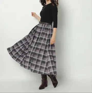 Apuweiser-riche 벨트 체크 타프타 도킹 원피스 S