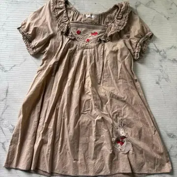 PINK HOUSE 토끼 자수 딸기 토끼 튜닉 딸기 면 100