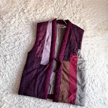 구루메 미야타 직물 판초 고급 면 넣은 한텐 도테라 단젠 반텐