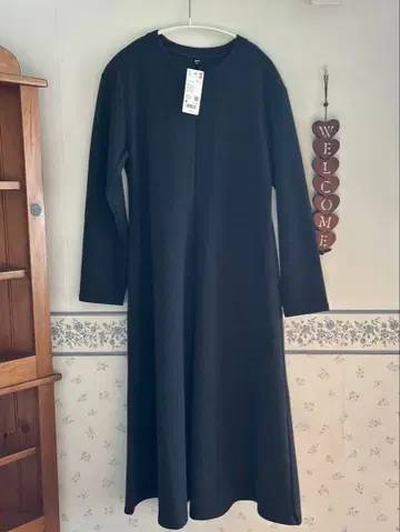 연휴 한정 가격 유니클로 브러쉬드 저지 원피스 다크 그레이 M