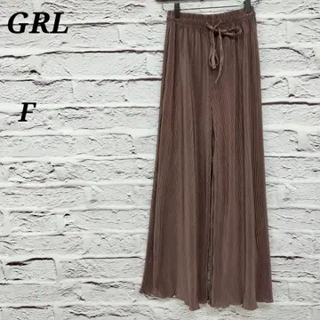 그레일 [ F ] 플리츠 이지 팬츠 메로우 허리 끈 조절 가능 브라운