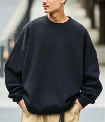 12oz 헤비 웨이트 빅 실루엣 크루넥 맨투맨 M 코튼 블랙