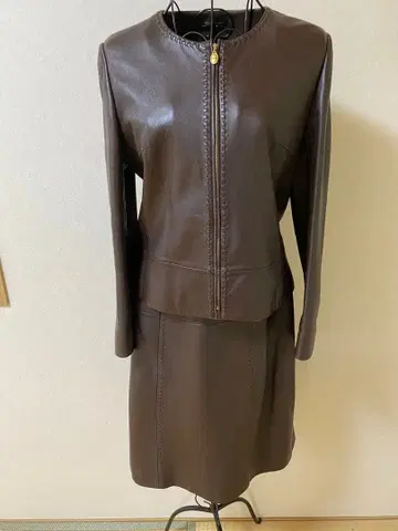 코지 와타나베 스테일 양가죽 가죽 자켓 스커트 세트
