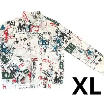 그래피티 프린트 화이트 데님 자켓 G XL