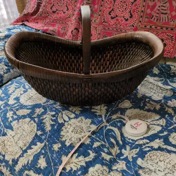 빈티지 동양인 바스켓 버드나무 손잡이 레트로 바스켓 인테리어 소품함