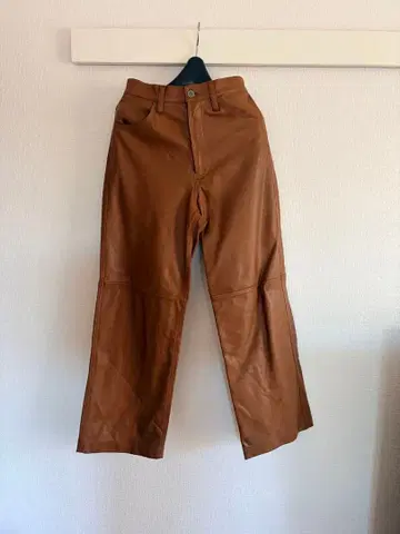 MAISON SPECIAL 브라운 가죽 와이드 레그 팬츠