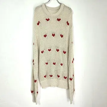 양호 니트 여성용 긴팔 빨간색 화이트 스웨터 코튼 올 패턴 메쉬