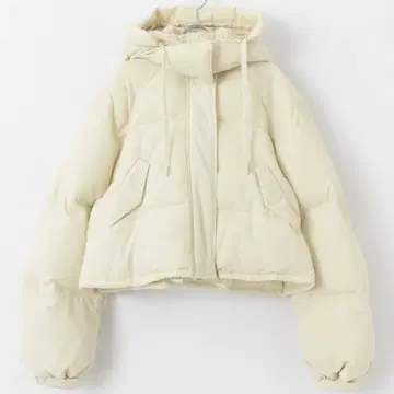 크림색 후드 부착 다운 자켓 사이즈 one