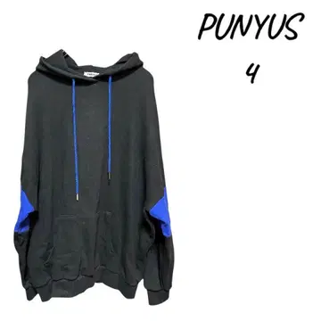 PUNYUS 후드 부착 후드티 사이즈 4 블랙/파랑, 남녀 공용