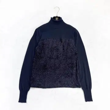 24AW 에스트네이션 시어 하이넥 몰 콤비 니트 이소재 니트