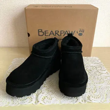 [ 미사용 새상품 ] 베어파우 통굽 숏부츠 어그 부츠 24cm 블랙
