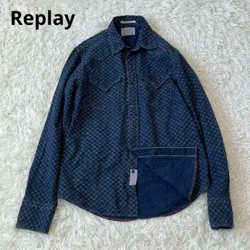 Replay 리플레이 인디고 패턴 셔츠 데님
