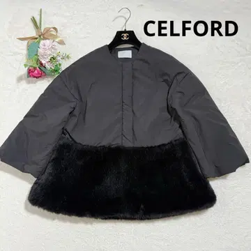 새상품급 셀포드 퍼 도킹 코트 블루종 판초 퍼 블랙