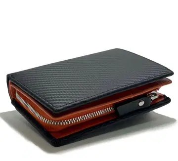 남성용 접이식 세로형 카본 가죽 지갑