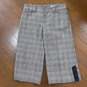 쿠미쿄쿠 사이즈 3 체크 무늬 팬츠 사이드 버튼 포함