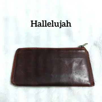 하레 장지갑 L자 지퍼 브라운 가죽계 남녀 공용 얇은 타입 로고 엠보