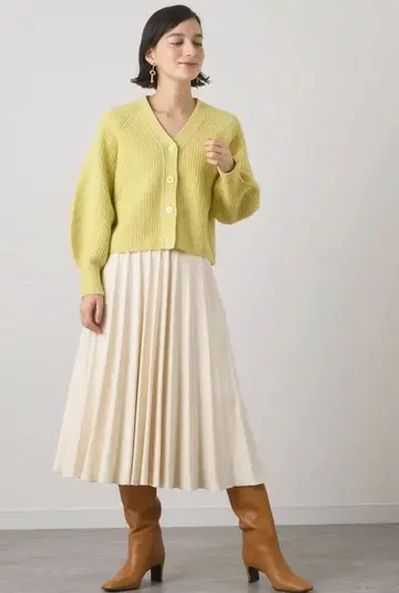 ANAYI 에코 스웨이드 플레어 플리츠 스커트