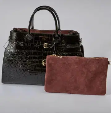 크리스찬 빌라 엠보 핸드백 숄더백 (파우치 포함) 블랙