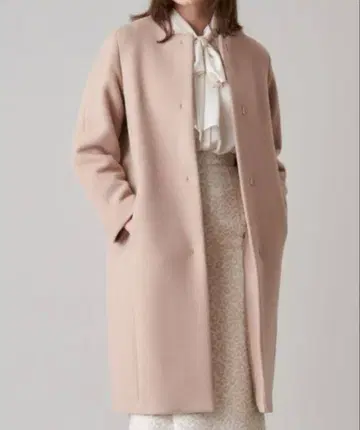 ANAYI 아나이 더블 비버 노카라 코트 베이지 38