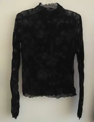 4298 SHIZUKA KOMURO 레이스 티셔츠 비침 40 M 블랙